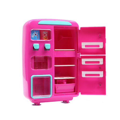 Kids Play Set 2 IN 1 Refrigerator Vending Machine Kitchen Pretend Play Toys Pink