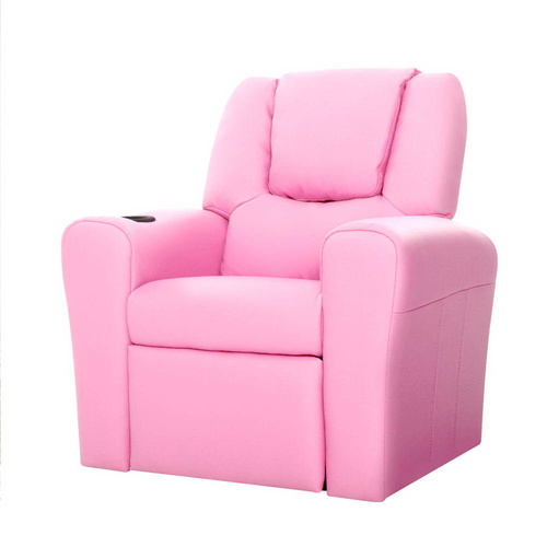 Kids Recliner Chair Pink PU Leather Sofa Lounge Couch Children Armchair