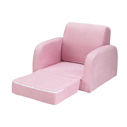 Kids Sofa 2 Seater Children Flip Open Couch Lounger Armchair Soft Pink