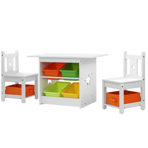 3 PCS Kids Table and Chairs Set Children Furniture Play Toys Storage Box