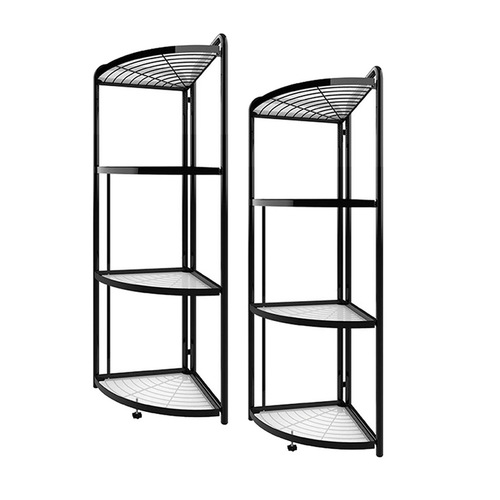 2X 4 Tier Steel Triangular  Corner Stand Multi-Functional Shelves Portable Storage Organizer