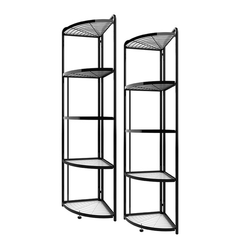 2X 5 Tier Steel Triangular  Corner Stand Multi-Functional Shelves Portable Storage Organizer