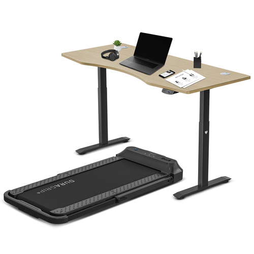 Lifespan Fitness V-FOLD Treadmill with ErgoDesk Automatic Standing Desk 1800mm in Oak/Black