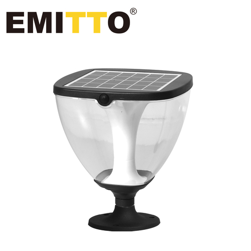EMITTO LED Solar Powered Pillar Night Light Patio Garden Yard Fence Outdoor Lamp