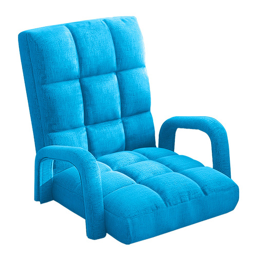  Foldable Lounge Cushion Adjustable Floor Lazy Recliner Chair with Armrest Blue