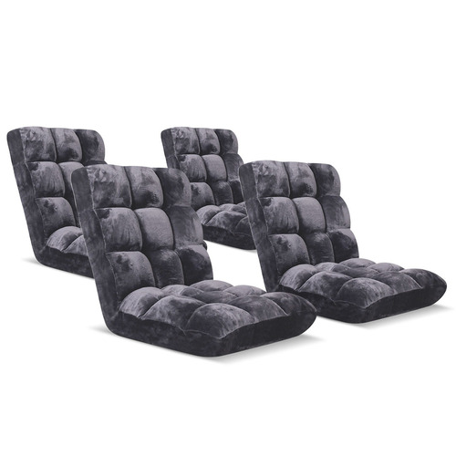 Floor 4x Recliner Folding Lounge Sofa Futon Couch Folding Chair Cushion Grey