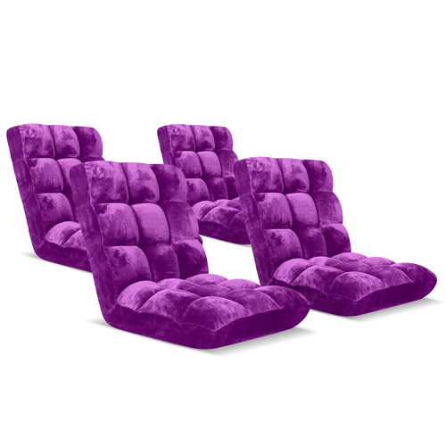 Floor Recliner Folding Lounge Sofa Futon Couch Folding Chair Cushion Purple x4