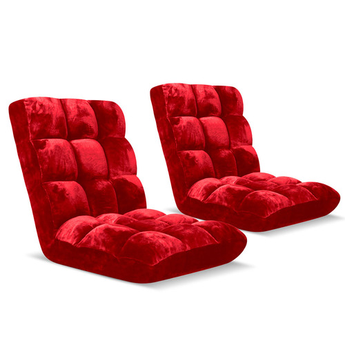 Floor Recliner Folding Lounge Sofa Futon Couch Folding Chair Cushion Red x2