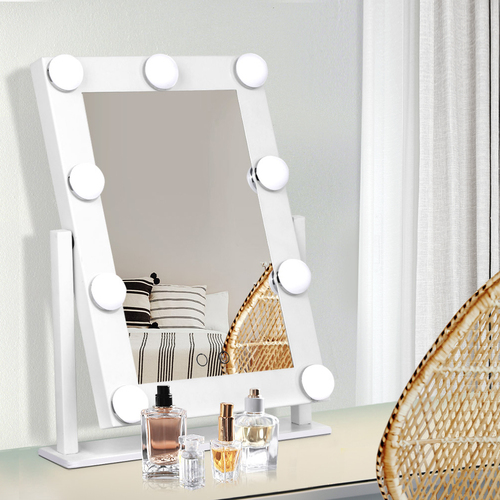 LED Standing Makeup Mirror - White
