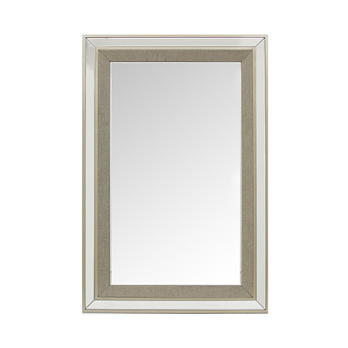 Wall Mirror MDF Silver Mirror Matching Fabric Rectangular Shape