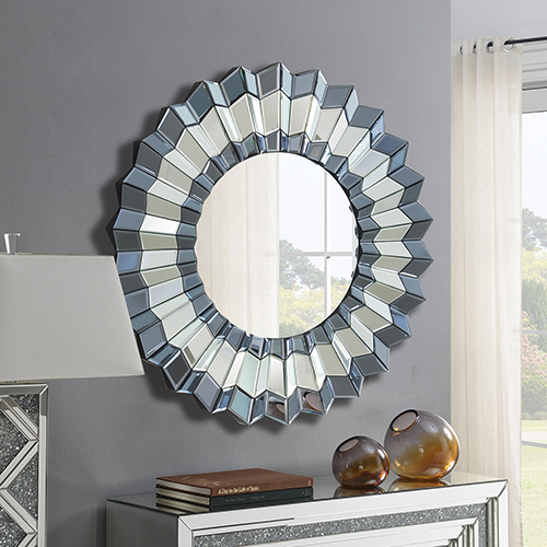 Wall Mirror MDF Smokey Silver And Grey Clear Image