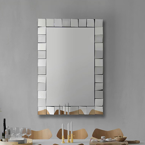 Wall Mirror MDF Silver Mirror Clear Image Rectangular Shape