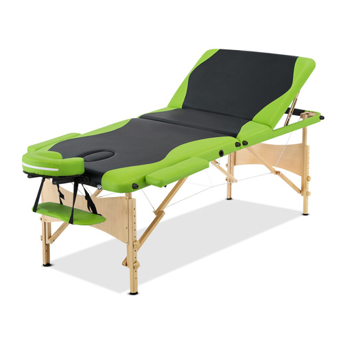 3 Fold Portable Wood Massage Table - Black & Lime