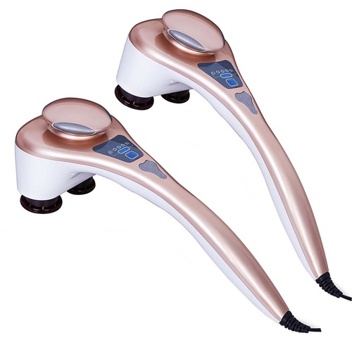 2X Portable Handheld Massager Soothing Heat Stimulate Blood Flow Shoulder 4 Heads