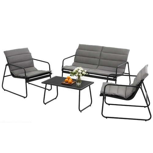 Gardeon 4PCS Outdoor Sofa Set Table and Chairs Cushion textilene Patio Furniture