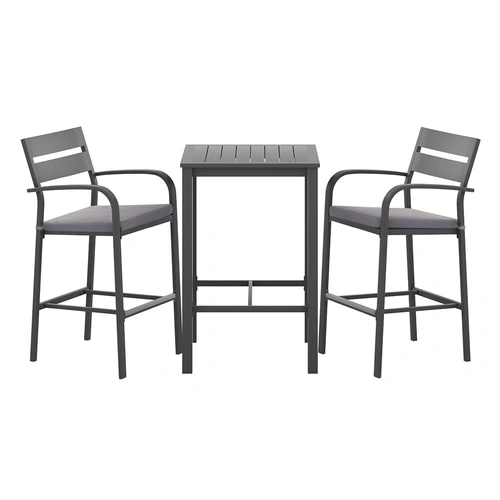Gardeon 3Pcs Outdoor Bar Set Stools Dining Chairs Table Patio Aluminium Bistro Set Black