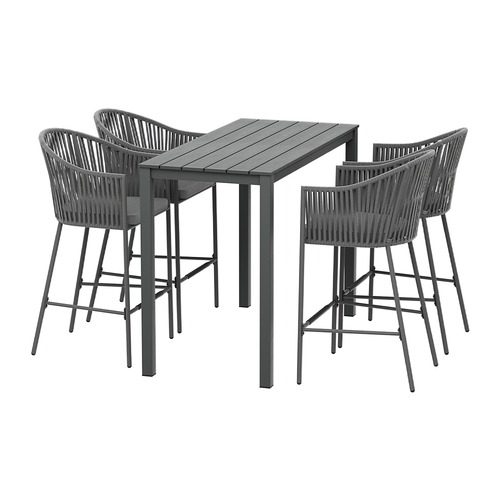 5pcs Outdoor Bar Table Furniture Set Chairs Table Patio Bistro 4 Seater