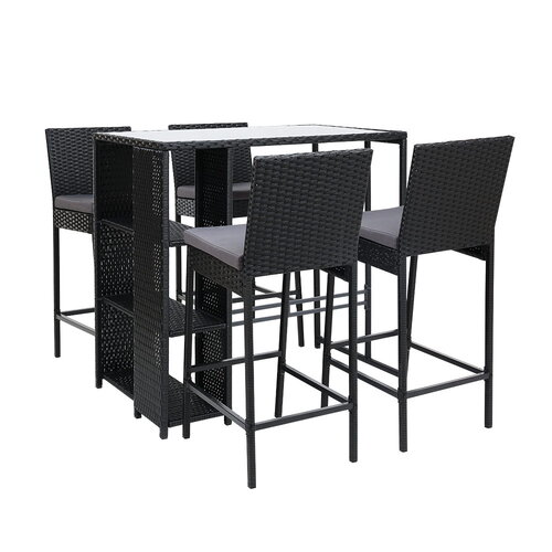 Gardeon Outdoor Bar Set Table Stools Furniture Wicker 5PCS
