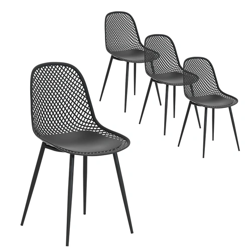 4PC Outdoor Dining Chairs PP Lounge Chair Patio Garden Furniture Black