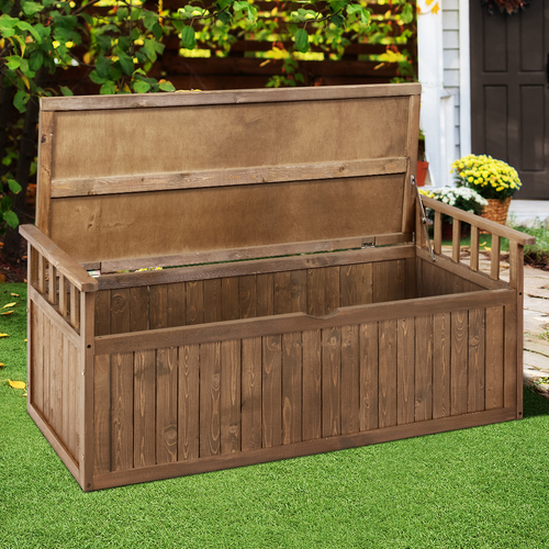 Outdoor Storage Box Wooden Garden Bench 128.5cm Chest Tool Toy Sheds XL