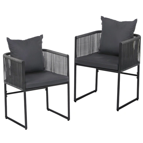 Gardeon 2PC Outdoor Dining Chairs Woven Rope Chair Patio Furniture Garden Steel