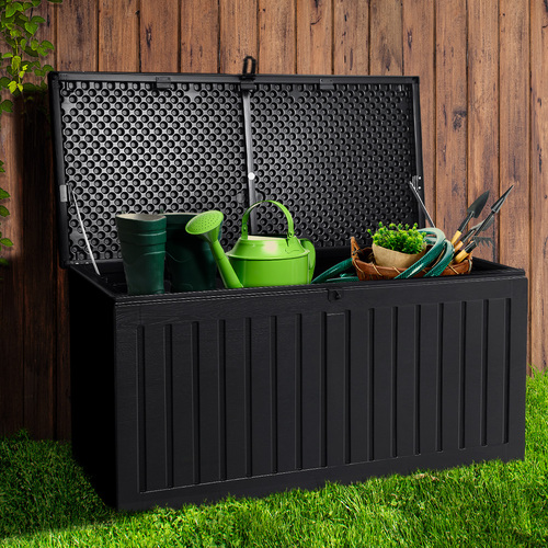 Outdoor Storage Box Container Garden Toy Indoor Tool Chest Sheds 270L Black