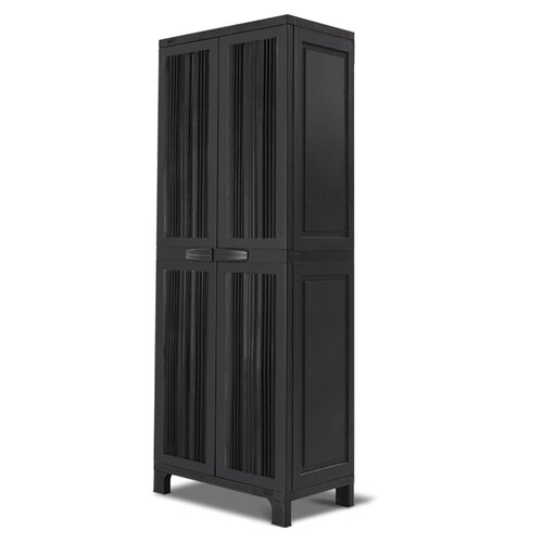 Outdoor Storage Cabinet Lockable Tall Garden Sheds Garage Adjustable Black 173CM