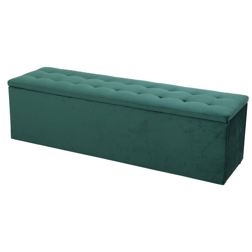 Storage Ottoman Blanket Box Velvet Foot Stool Rest Chest Couch Green
