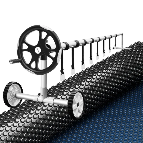 Aqua Buddy Pool Cover 600 Micron 10x4m w/ Roller 5.55m Black Solar Blanket