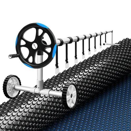 Aqua Buddy Pool Cover 7x4m 600 Micron w/ Roller 5.55m Black Solar Blanket