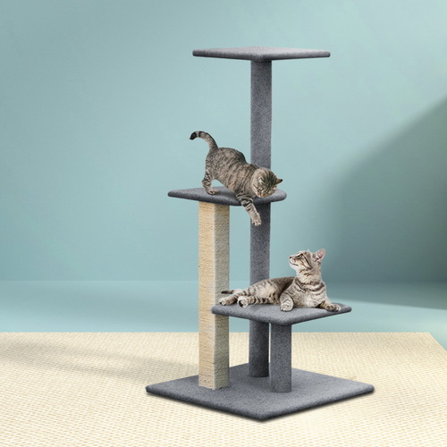 Cat Tree 124cm Trees Scratching Post Scratcher Tower Condo House Furniture Wood Steps