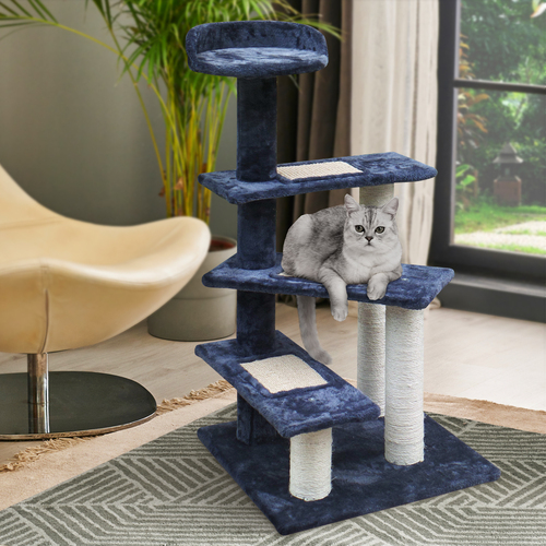 Cat Tree 100cm Trees Scratching Post Scratcher Tower Condo House Furniture Wood Steps