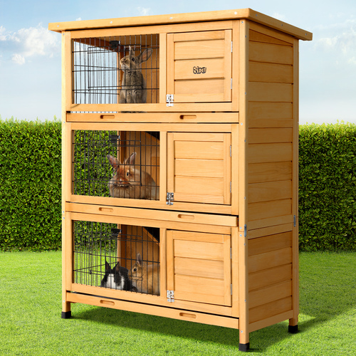 i.Pet Rabbit Hutch Hutches Large Metal Run Wooden Cage Waterproof Outdoor Pet House Chicken Coop Guinea Pig Ferret Chinchilla Hamster 91.5cm x 46cm x 