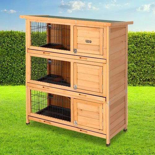 Rabbit Hutch 91.5cm x 46cm x 116.5cm Chicken Coop Large House Cage Run Wooden Bunny Outdoor