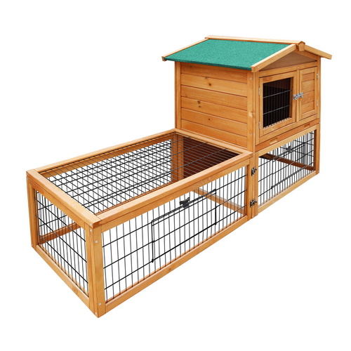 Chicken Coop 155cm x 49cm x 90cm Rabbit Hutch Large Run Wooden Cage House Outdoor