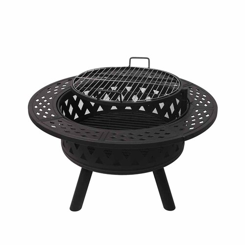 Fire Pit BBQ Grill Outdoor Fireplace Camping Firepit Steel Portable 38"