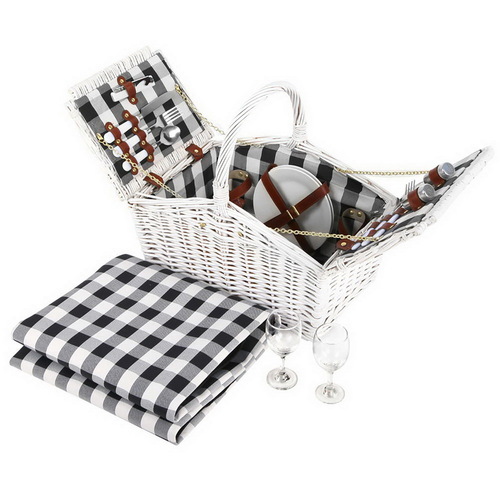 2 Person Picnic Basket Vintage Baskets Outdoor Insulated Blanket