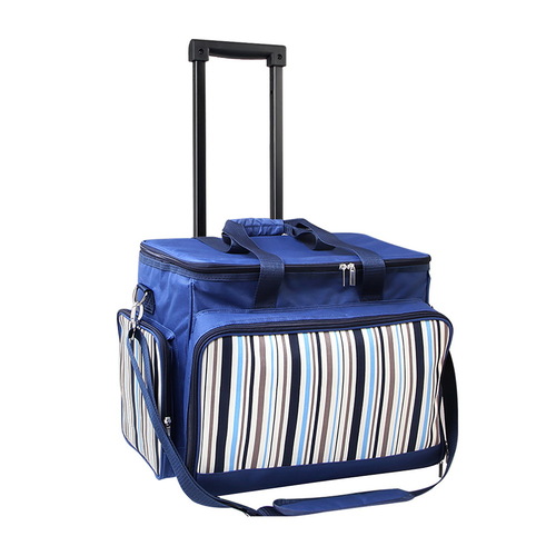 6 Person Picnic Basket Set Picnic Bag Cooler Wheels Insulated Bag