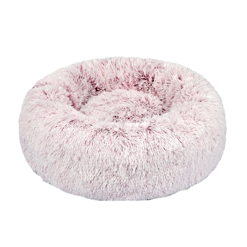 Pet Bed Cat Dog Donut Nest Calming Mat Soft Plush Kennel Pink M
