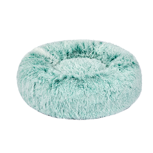Pet Bed Cat Dog Donut Nest Calming Mat Soft Plush Kennel Teal M