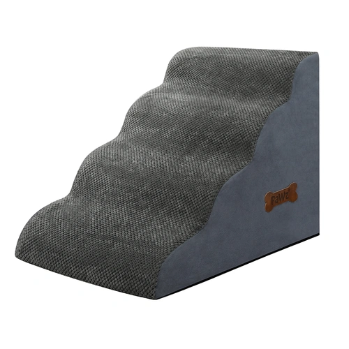 4 Steps Pet Stairs Dog Ramp High Density Foam Grey