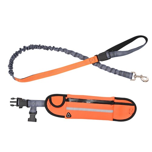 Orange Adjustable Hands-Free Pet Leash Bag Dog Lead Walking Running Jogging Pet Essentials