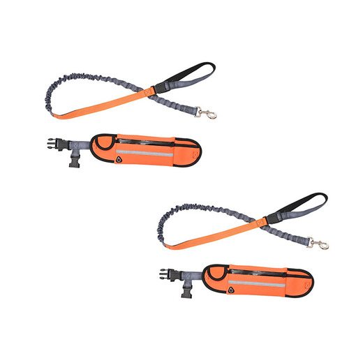 2X Orange Adjustable Hands-Free Pet Leash Bag Dog Lead Walking Running Jogging Pet Essentials