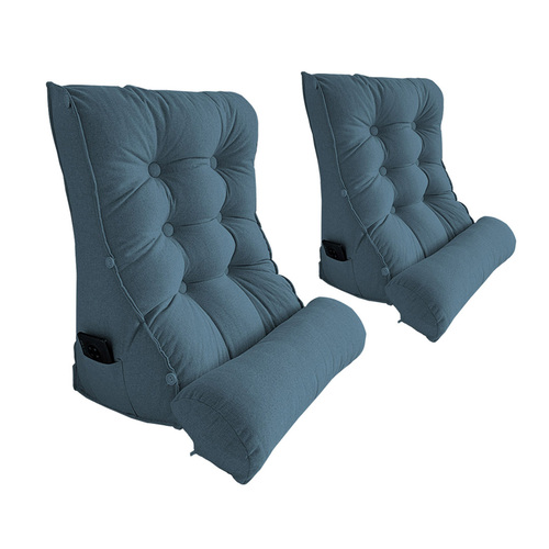 2X 45cm Grey Triangular Wedge Lumbar Pillow Headboard Backrest Sofa Bed Cushion Home Decor
