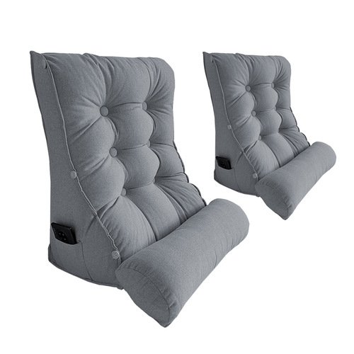 2X 45cm SilverTriangular Wedge Lumbar Pillow Headboard Backrest Sofa Bed Cushion Home Decor