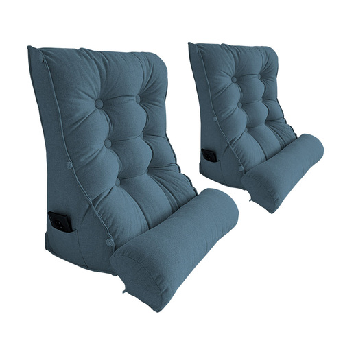 2X 60cm Grey Triangular Wedge Lumbar Pillow Headboard Backrest Sofa Bed Cushion Home Decor