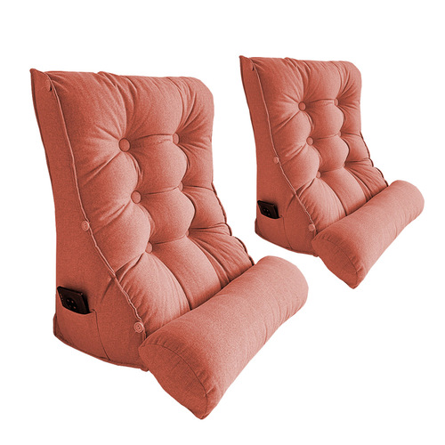 2X 60cm Orange Triangular Wedge Lumbar Pillow Headboard Backrest Sofa Bed Cushion Home Decor