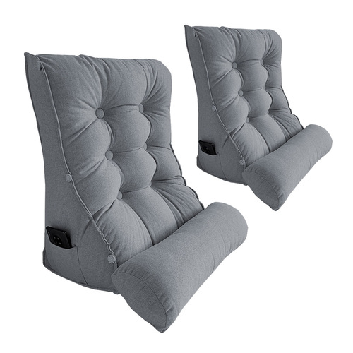 2X 60cm Silver Triangular Wedge Lumbar Pillow Headboard Backrest Sofa Bed Cushion Home Decor