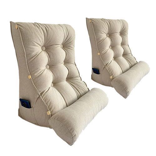 2X 60cm White Triangular Wedge Lumbar Pillow Headboard Backrest Sofa Bed Cushion Home Decor