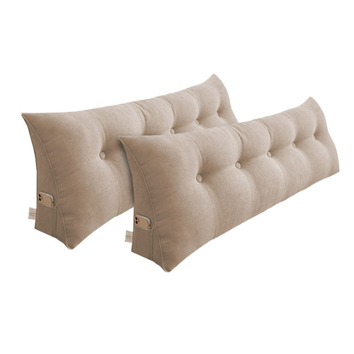 2X 100cm Beige Triangular Wedge Bed Pillow Headboard Backrest Bedside Tatami Cushion Home Decor